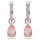 Attract Drop Earrings Pear Cut, Pink, Rhodium Plated