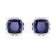 Birthstone Stud Earrings Square Cut, September, Blue, Rhodium Plated