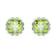 Birthstone Stud Earrings Square Cut, August, Green, Rhodium Plated