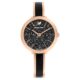 Crystalline Delight Watch Swiss Made, Metal Bracelet, Black, Rose Gold-tone Finish