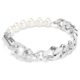 Dextera Bracelet Crystal Pearl, Mixed Links, White, Rhodium Plated