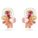 Gema Clip Earrings Mixed Cuts, Flower, Pink, Gold-tone Plated