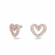 Clous d'oreilles Una, Pavé, Cœur, Placage de ton or rosé