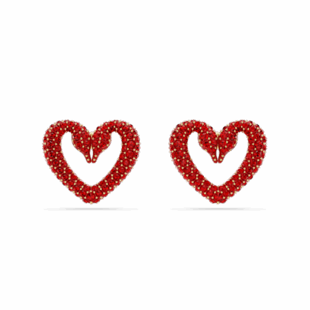 Clous d'oreilles Sublima, Cœur, Petites, Rouges, Placage de ton or