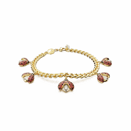Bracelet Idyllia, Coccinelle, Rouge, Placage de ton or