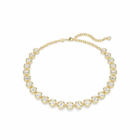 Collier Tennis Imber, Taille ronde, Blanc, Placage de ton or