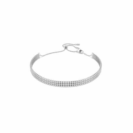 Choker Tennis Matrix, Taille ronde, Blanc, Métal rhodié