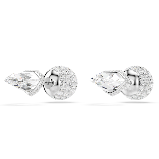 Clous d'oreilles Lucent, Pavé, Boule, Blanches, Métal rhodié
