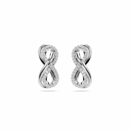 Clous d'oreilles Hyperbola, Infini, Blanches, Métal rhodié