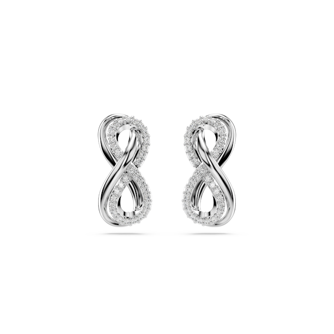 Clous d'oreilles Hyperbola, Infini, Blanches, Métal rhodié