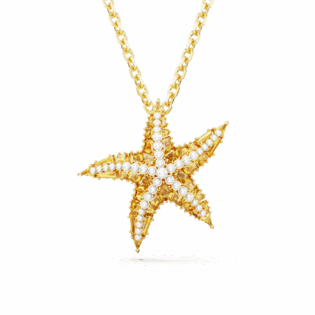 Pendentif Idyllia, Crystal pearls, Étoile de mer, Ton doré