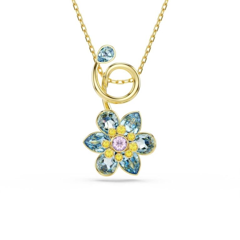 Idyllia pendant, Mixed, flower, Blue Gold
