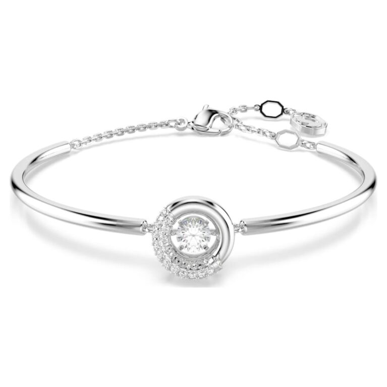 Dextera bangle round cut white rhodium plated