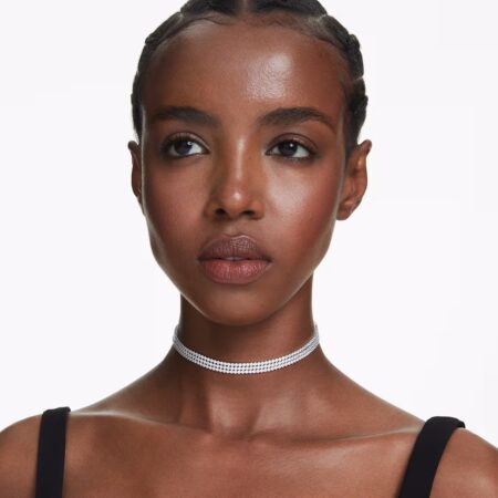 Choker Tennis Matrix, Taille ronde, Blanc, Métal rhodié