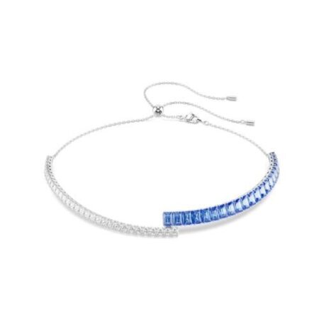Matrix choker, Mixed cuts, blue, rhodium plated