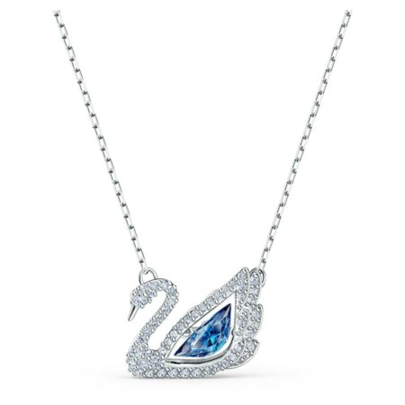 Dancing swan necklace swan blue rhodium plated