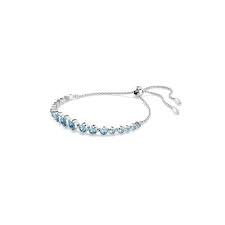 Imber Emily Tennis bracelet, Mixed round cuts, blue, rhodium plated