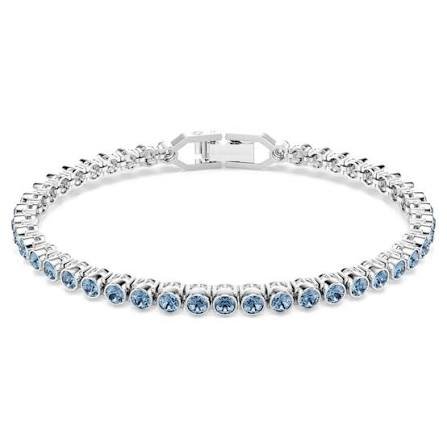 Imber, Emily Tennis bracelet, Round cut blue rhodium plated
