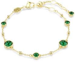 Imber bracelet, Round cut, Green, Gold-tone plated