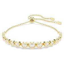 Imber tennis bracelet, Mixed round, cuts White, Gold-tone plated