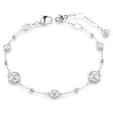 Imber bracelet, Round cut, white, rhodium plated