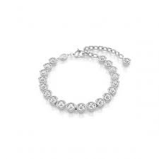 Imber tennis bracelet, Round, cut, white, rhodium plated