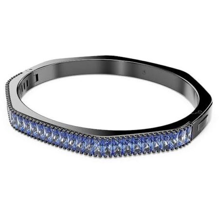 Matrix bangle, baguette cut, octagon shape, blue, ruthenium plated L