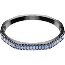 Matrix bangle, baguette cut, octagon shape, Blue, ruthenium plated