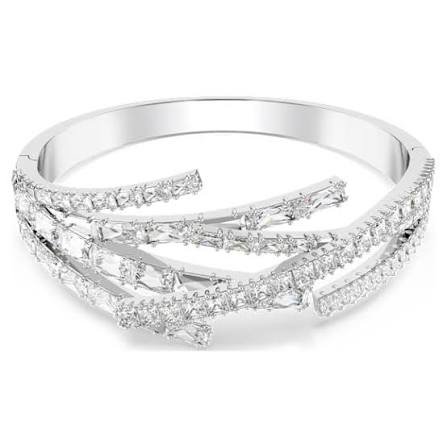 Matrix bangle mixed white rhodium plated