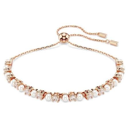 Matrix bangle crystal pearl round white rose gold