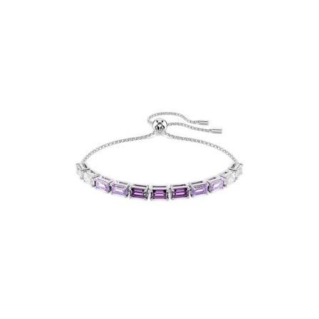 Matrix tennis bracelet baguette cut purple rhodium plated