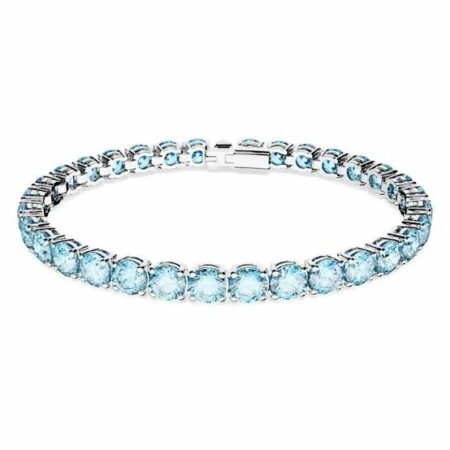 Matrix tennis bracelet round blue rhodium plated