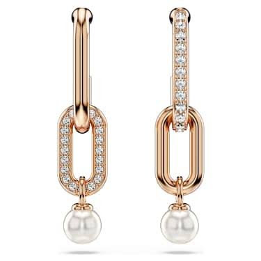 Constella drop earrings crystal pearl round white rose gold