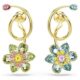 Idyllia drop earrings asymmetrical design flower Multicolored