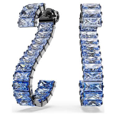 Matrix drop earrings baguette blue ruthenium plated