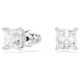 Attract stud earrings square white rhodium plated