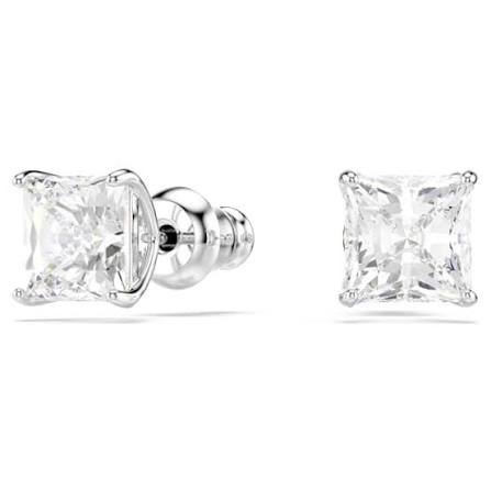 Attract stud earrings square white rhodium plated