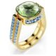 Chroma ring, cushion cut, Multicolored, Gold-tone plated