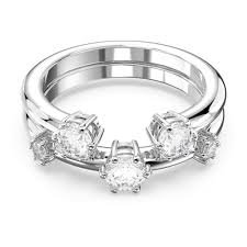 Constella ring, setround, white, rhodium plated