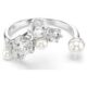 Constella open ring, crystal pearl, Round cut, white, rhodium plated