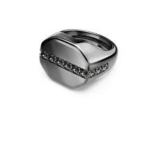 Dextera Octagon ring, octagon shape, Round cut, ruthenium plated