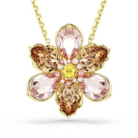 Idyllia pendant and brooch mixed cuts flower Multicolored gold