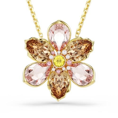 Idyllia pendant and brooch mixed cuts flower Multicolored gold