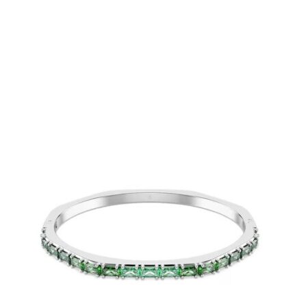 Matrix bangle baguette octagon green rhodium plated