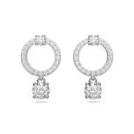 Attract hoop earrings round white rhodium plated