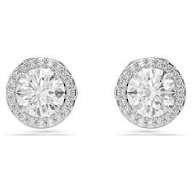 Constella stud earrings round pavé white rhodium plated