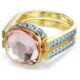 Chroma ring, Cushion cut, Multicolored, Gold tone plated