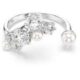 Constella open ring, crystal pearl round cuts White, rhodium plated