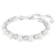 Matrix tennis bracelet crystal pearl round white rhodium plated