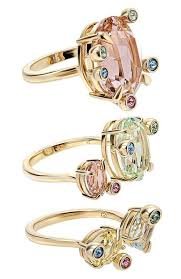 Gema ring, set(3),mixed cuts, Multicolored, Gold-tone plated
